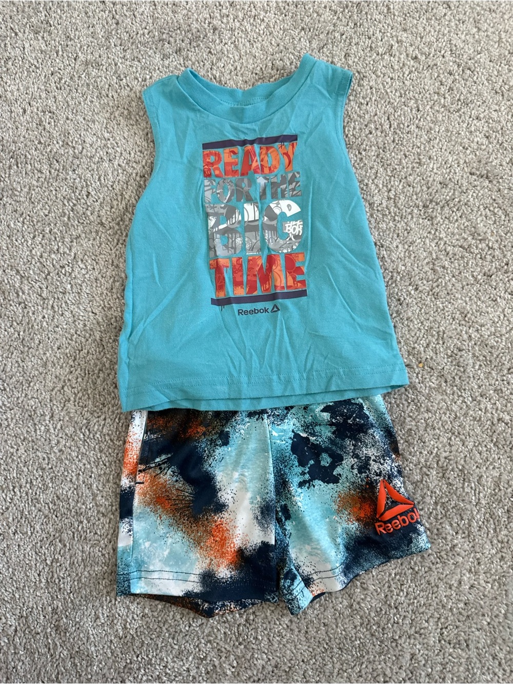 Reebok Teal Graphic Tank & Shorts Set